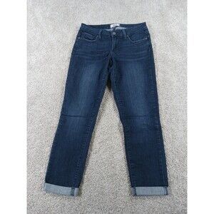 Paige Kylie Crop Womens Denim Jeans 27 Blue Solid Cotton Blend Cuffed